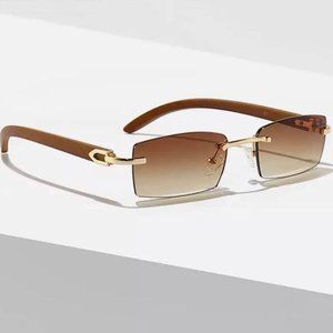 Men 2022 Rimless Luxury Wood Buffalo Horn Sun Glasses